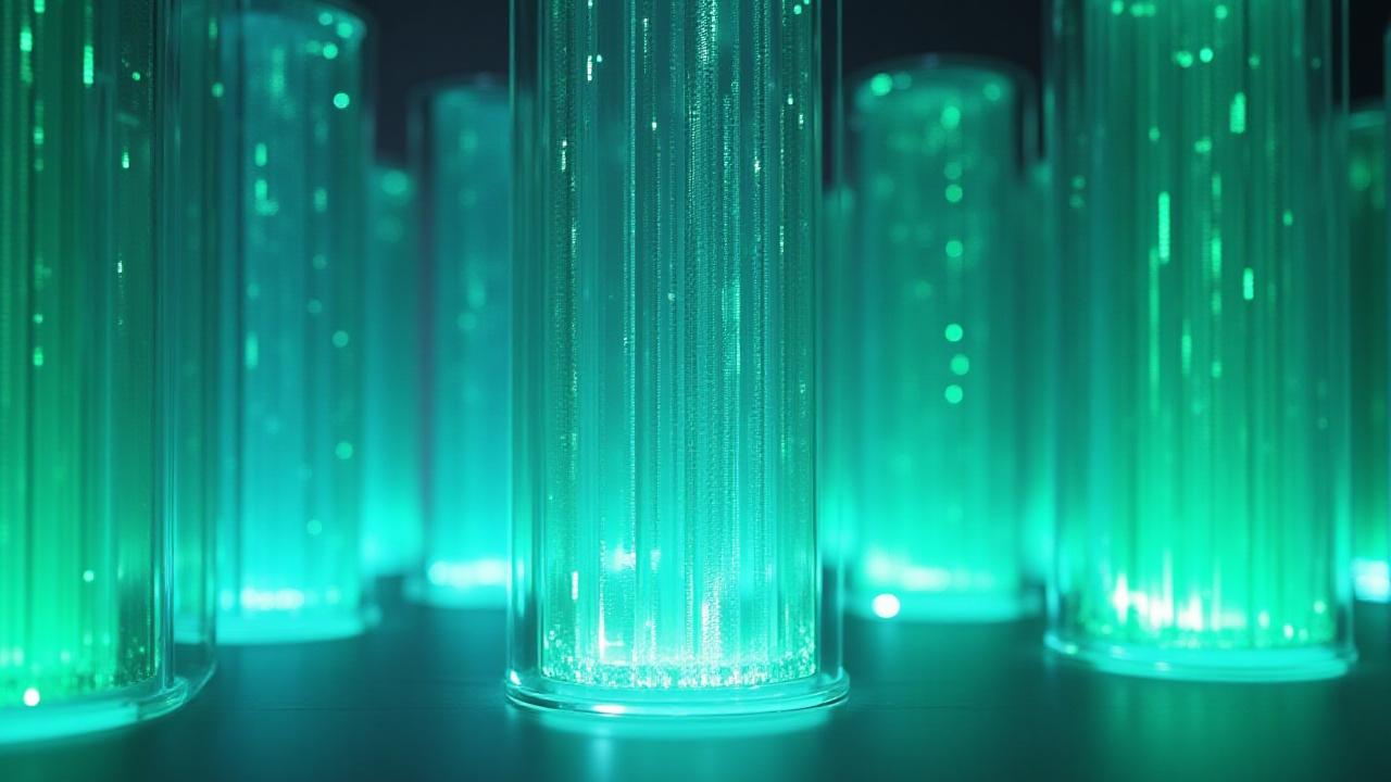 Sophisticated data encryption patterns appearing as frosted glass structures